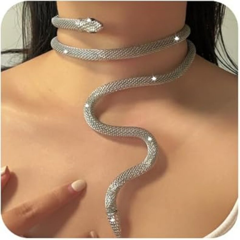 Bendable Snake Choker Necklace Flexible Boho Chunky Bracelet Silver Punk Jewelry